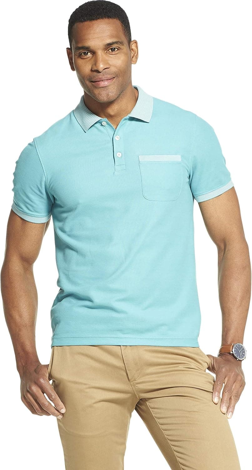 Van Heusen Men's Big and Tall Never Tuck Short Sleeve Solid Polo Shirt