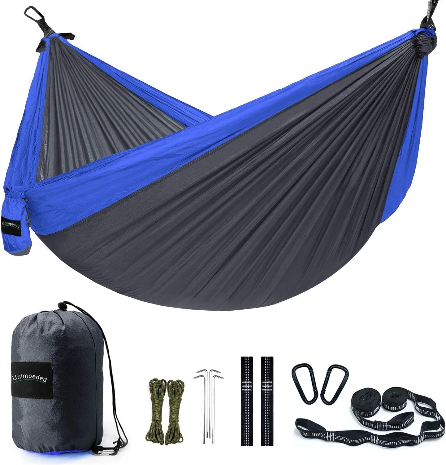 Unimpeded Camping Hammock Multi-Functional Single&Double Portable Hammock with Heavy Duty Straps&Carabiners - Lightweight Nylon Parachute Hammock with Many Accessories for Travel, Backpacking, Camp