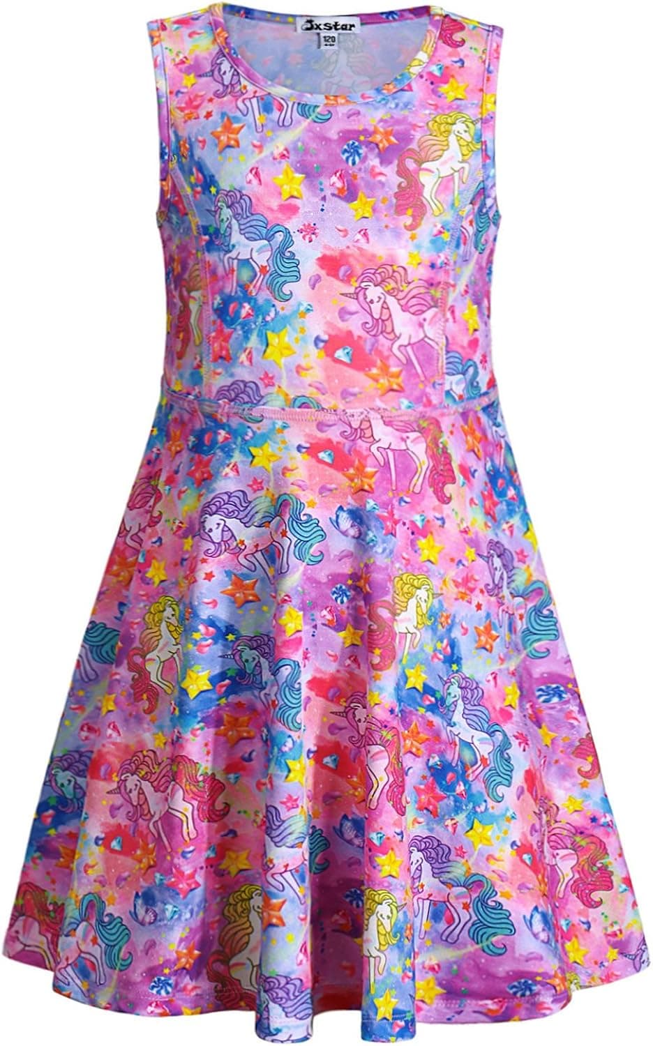 Jxstar Little Girls Dress Unicorn Sequin Soft Cotton Short Sleeve T-Shirt Dress Unicorn 140