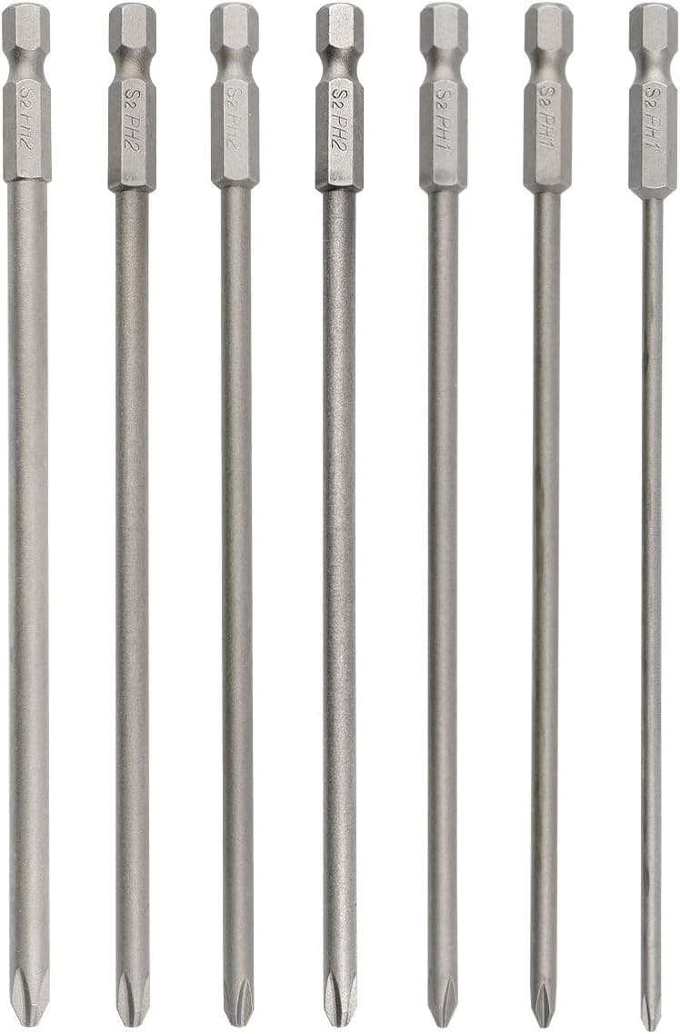 Nxtop 1/4 Hex Shank Magnetic Cross Phillips Screw Head Screwdriver Bits Set Power Tools | 5.9-Inch Length 6Pcs