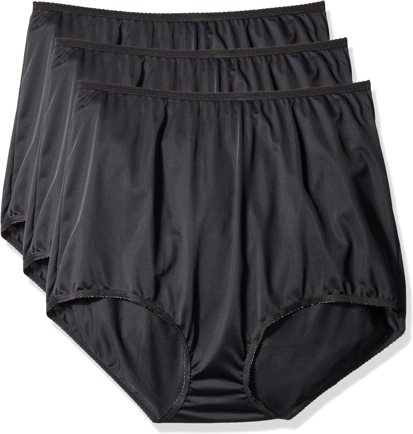 Shadowline Women's Plus-Size Panties-Seamless Nylon Brief (3 Pack)