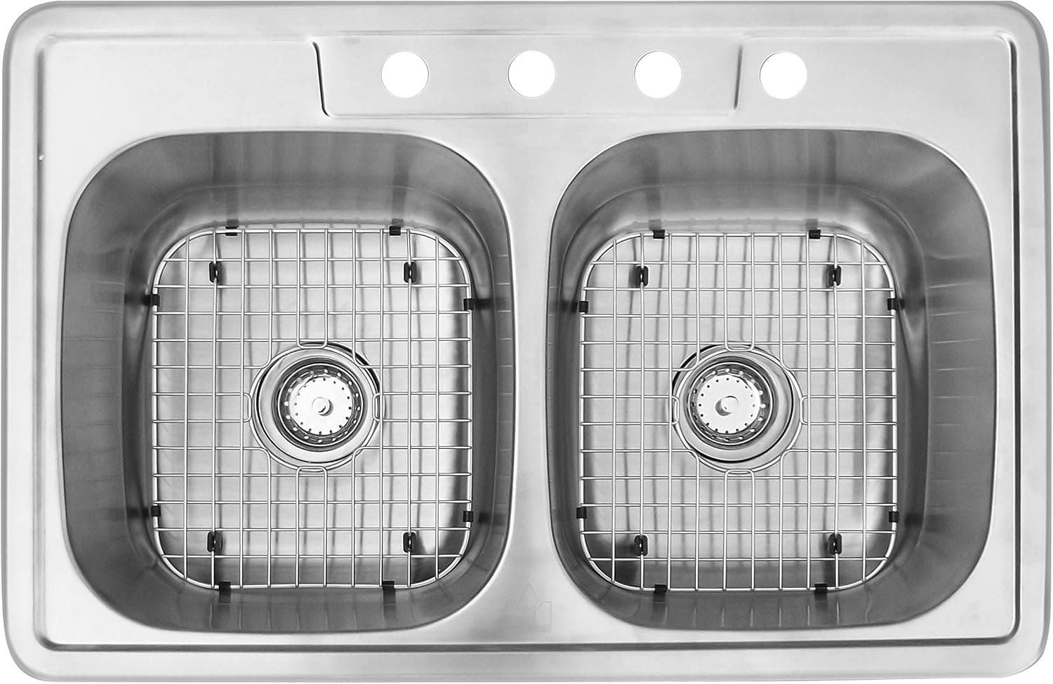 MiKitchen TME189C1S2D2G Double Bowl 18-Gauge Kitchen Sink with 9-Inch Deep Bowls and Top Mount, Stainless Steel