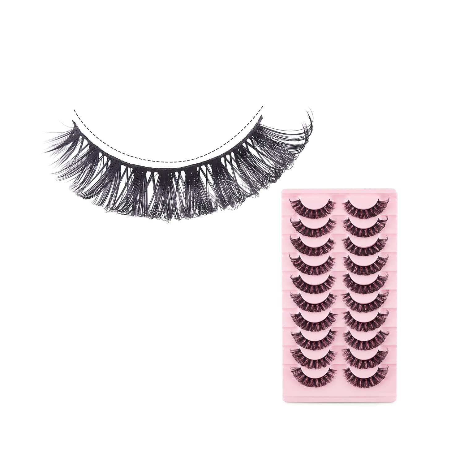 False Eyelashes Russian Strip Lashes D Curl 16mm Fake Eyelashes Extension Sky High 3D Volume Soft Reusable Faux Mink Lashes Pack 10 Pairs