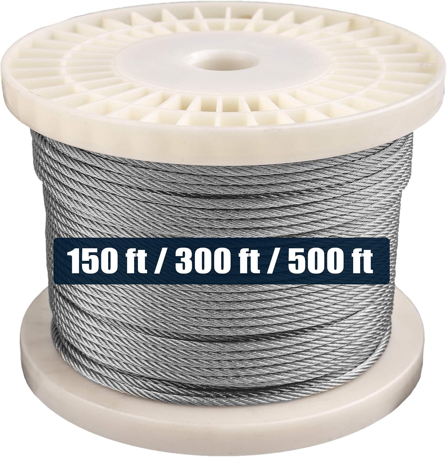 HarborCraft 500 Feet of 1/8" 316 Stainless Steel Wire Rope Aircraft Cable for Deck Cable Railing Kits DIY Balustrades 7x7