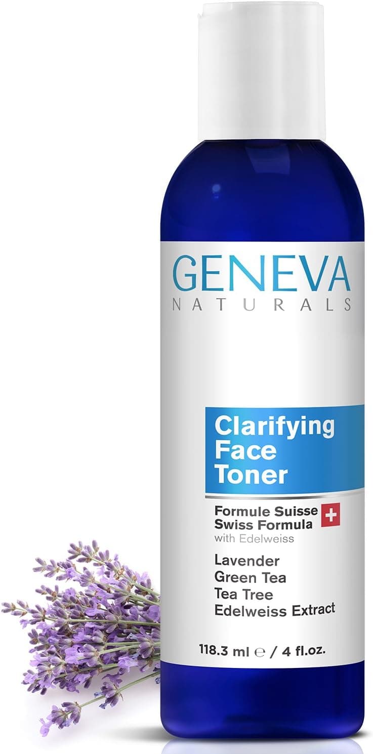 Clarifying Face Toner - Natural Swiss Anti-Aging Pore & Breakout Balance with Disinfectant - Features Lavender, Green Tea, Tea Tree Oil, and Edelweiss - Men & Women - 4oz