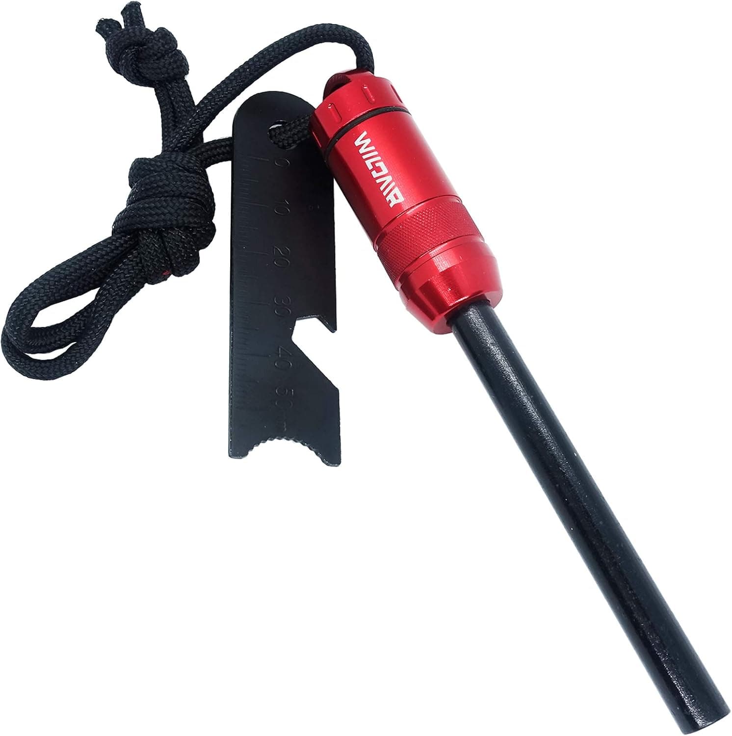 WILDAIR Ferrocerium Ferro Rod Fire Starter with Flint Striker Storage Capsule Fire Paracord Magnesium Bushcraft Flint and Steel Fire Starter Emergency Survival Kits