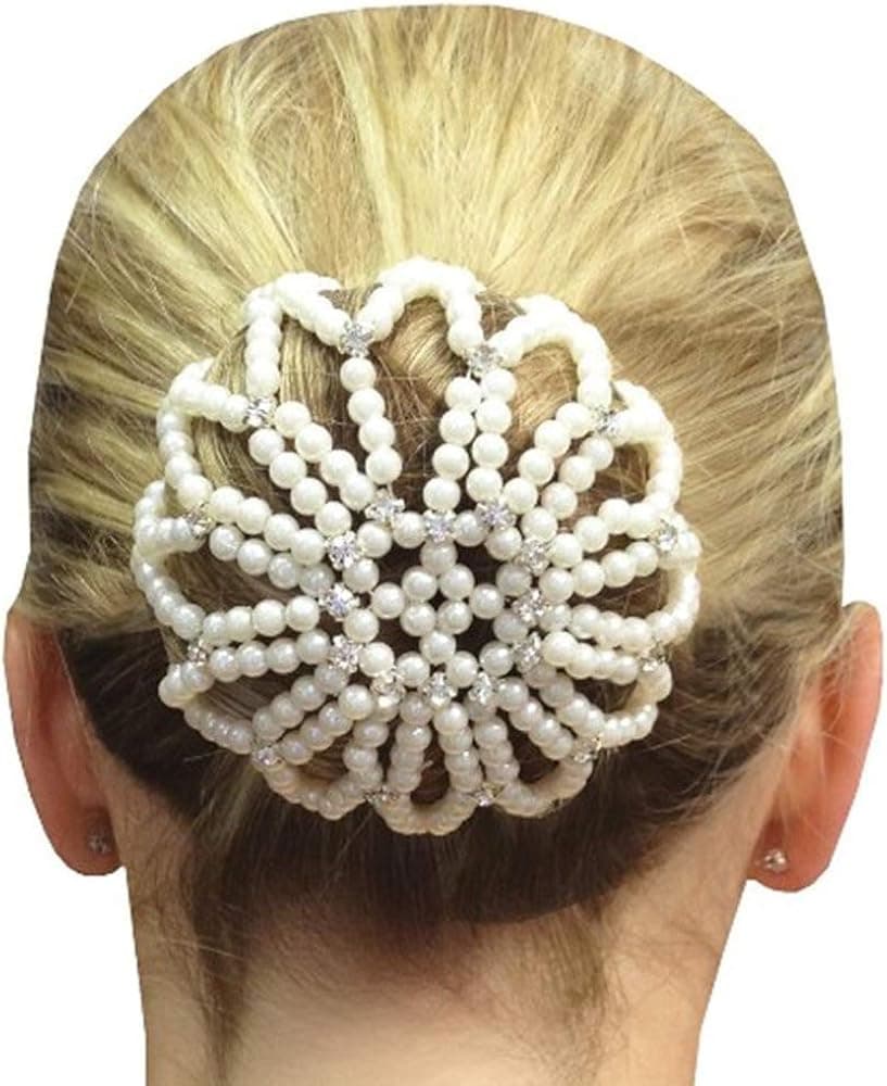 Elastic Handmade Crochet Pearl Hair Snood Net Ballet Bun Hair Covers Ornament Hair Accessories For Women