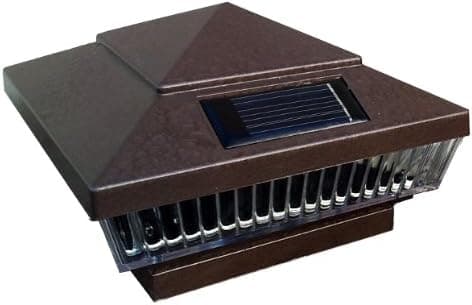 10-Pack Solar HAMMERED BROWN Finish Post Deck Fence Cap Lights for 4" X 4" WOOD Post With White LEDs and Vertical-lined Clear Lens -GREEN NATURAL SOLAR
