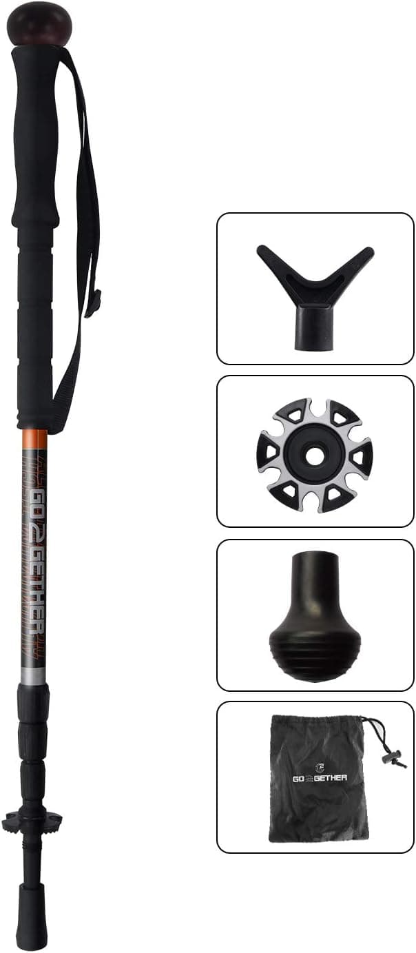 G2 GO2GETHRE Multipurpose Telescopic Trekking Poles - Strong Aircraft Alloy Walking Sticks for Hiking and Hunting,Quick Locks System (1pc)
