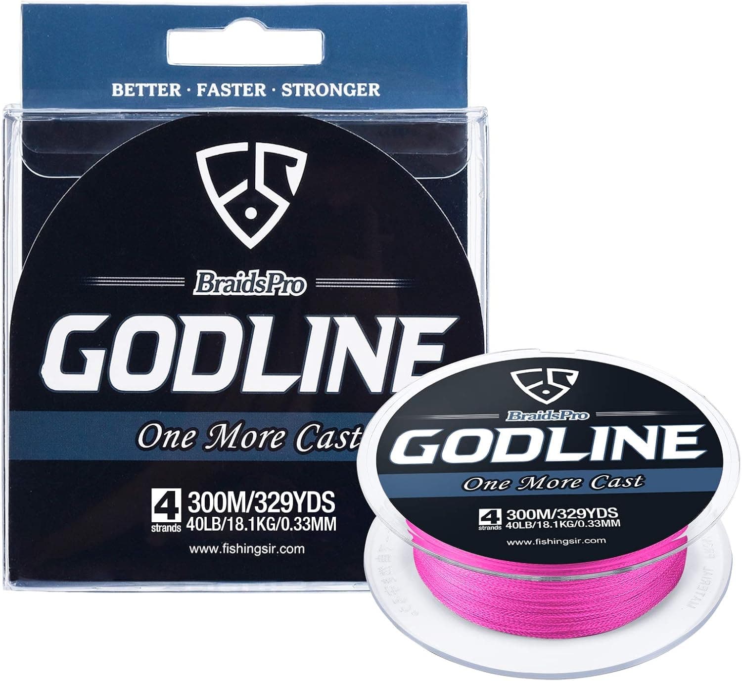 FISHINGSIR 25LB Fishing Line Braid - Dyneema Super Strong Braid Lines for Crappie Bass,Pink,4 Strand