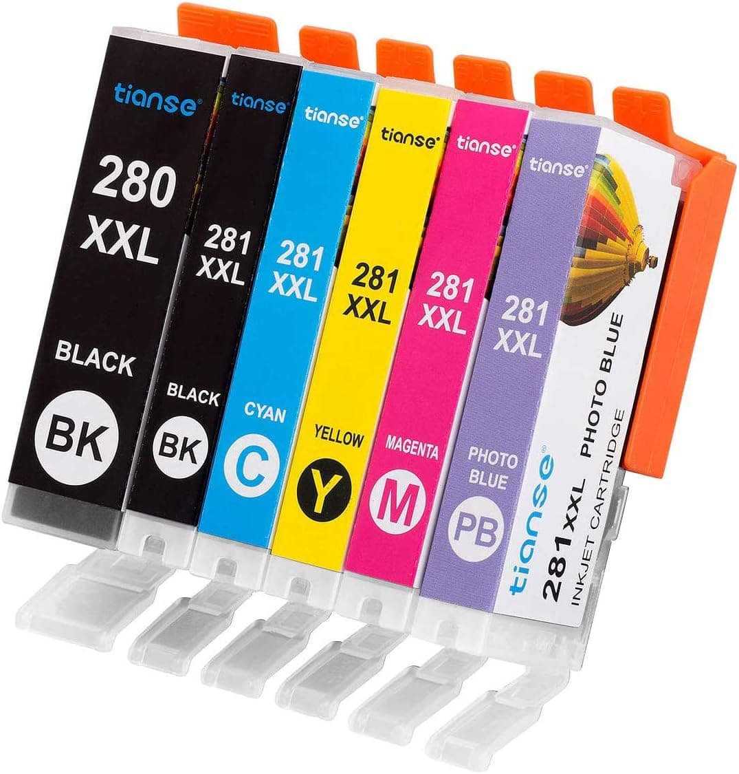 TIANSE Compatible Ink Cartridge Replacement for Canon PGI-280XXL CLI-281XXL for PIXMA TR7520 TR8520 TS6120 TS6220 TS8120 TS8220 TS9120 TS9520 TS9521c TR8500 TR7500 TS6100 TS6200 Printers (5-Pack:1PGB)