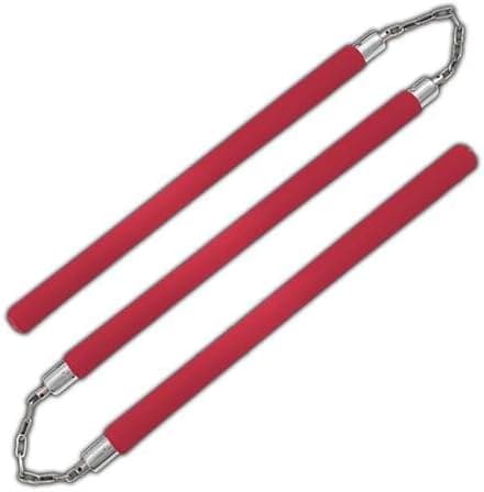 Three Section Staff Training Foam Padded Red
