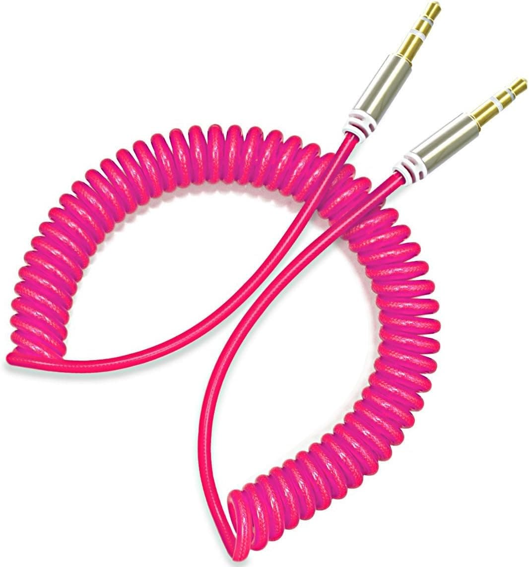 Play X Store Coiled Auxiliary Car Stereo AUX Audio Cable - Rose