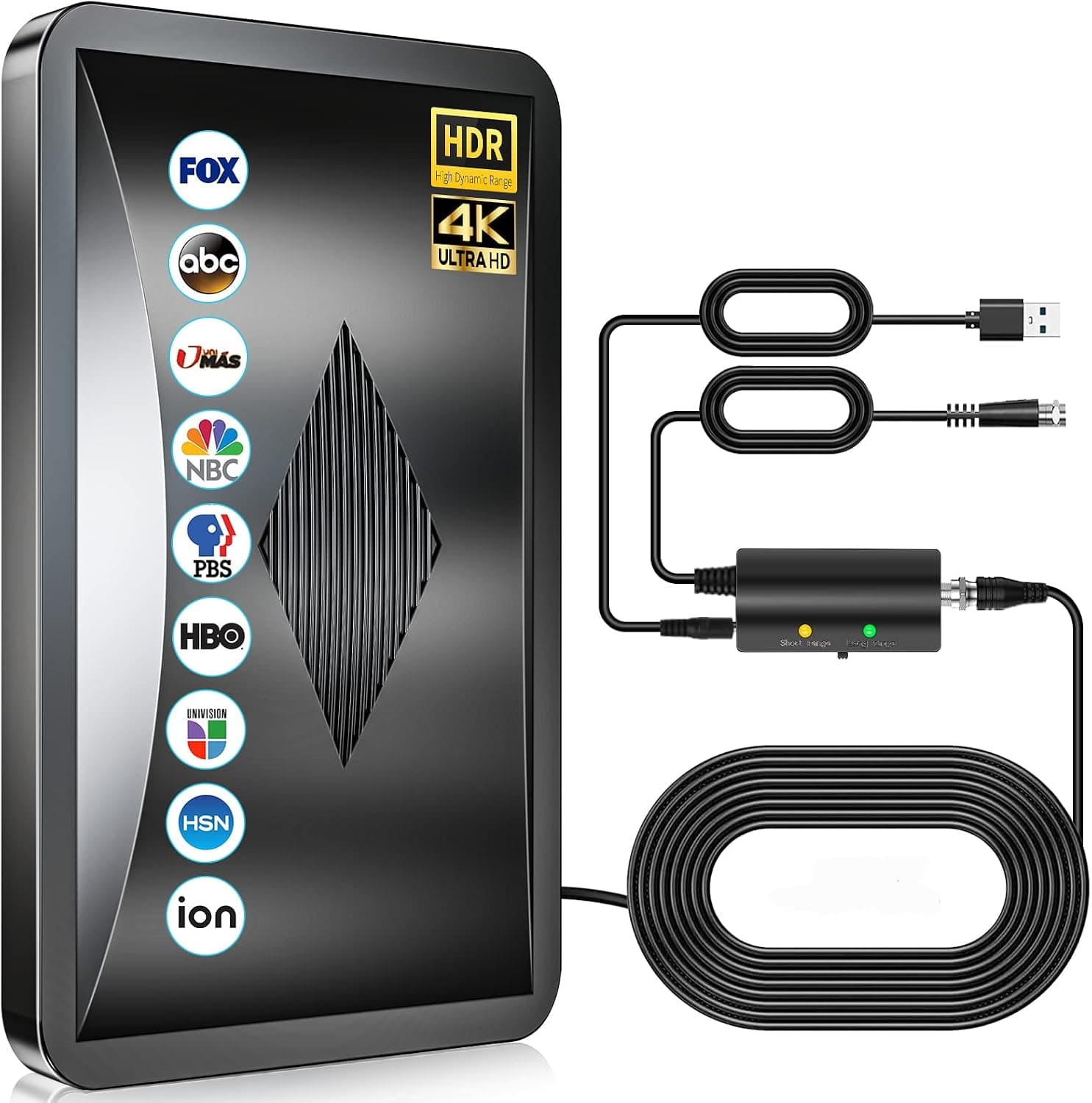 2023 Upgraded Digital TV Antenna Up to 550+ Miles Range, Indoor Outdoor Antenna for All Old Smart HDTV, support 4K 1080P HD Highest rated Antenna with Amplifier Signal Booster/36FT Thick Coaxial Cable
