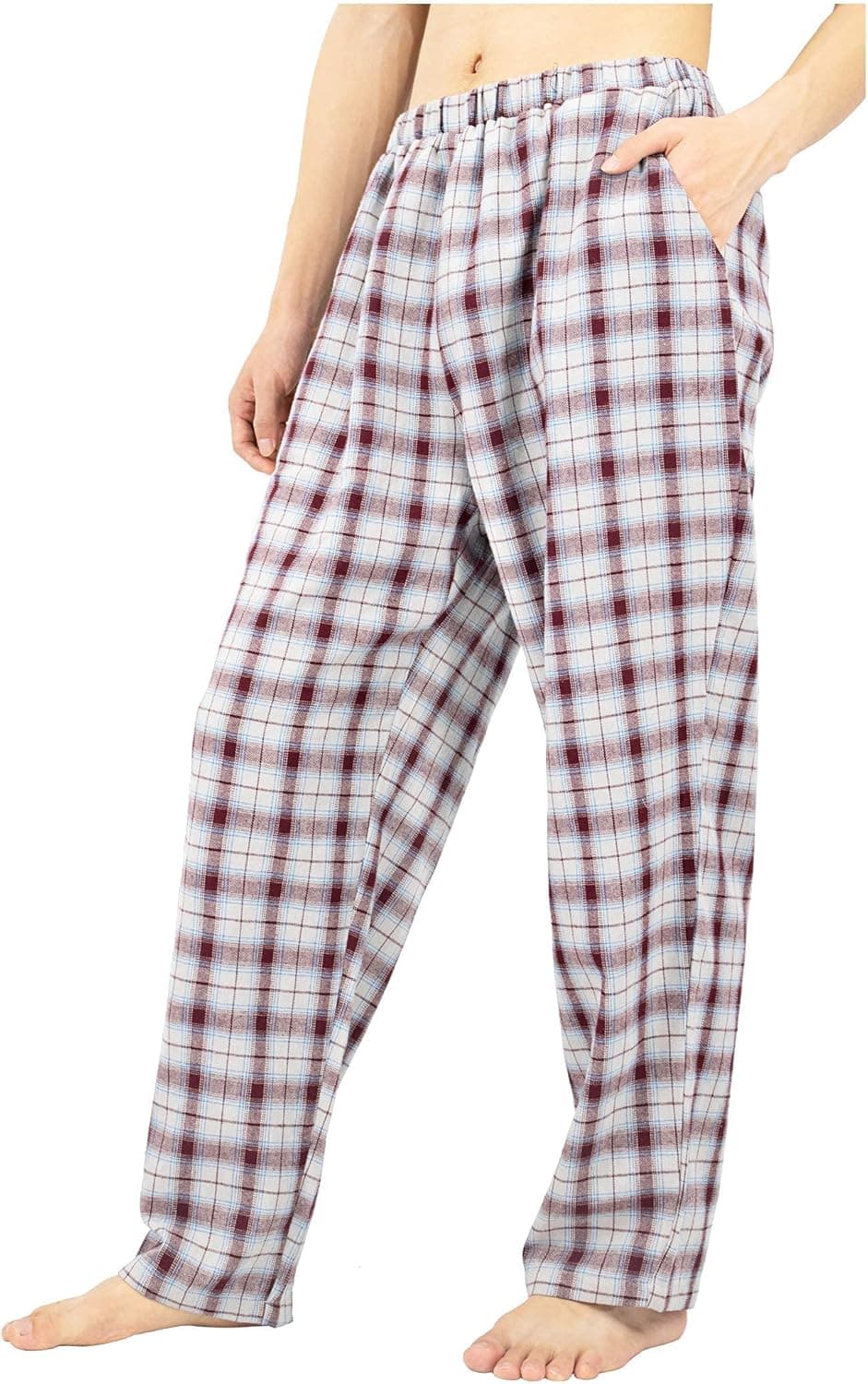 DAZCOS Mens Cooling Linen Comfy Plaid Pajama Lounge Pants Multicolor
