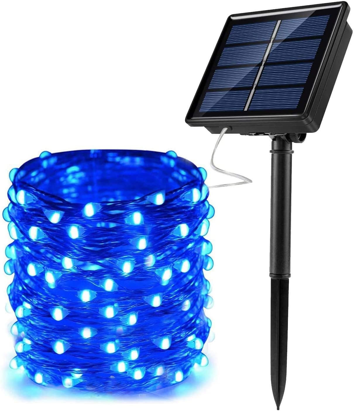 Dazhengyang Outdoor Solar String Lights(2 Pack 100 LED), Upgraded Waterproof Copper Wire 8 Lighting Modes Powered String Fairy Lights for Patio Yard Trees Christmas Wedding Party (Blue)