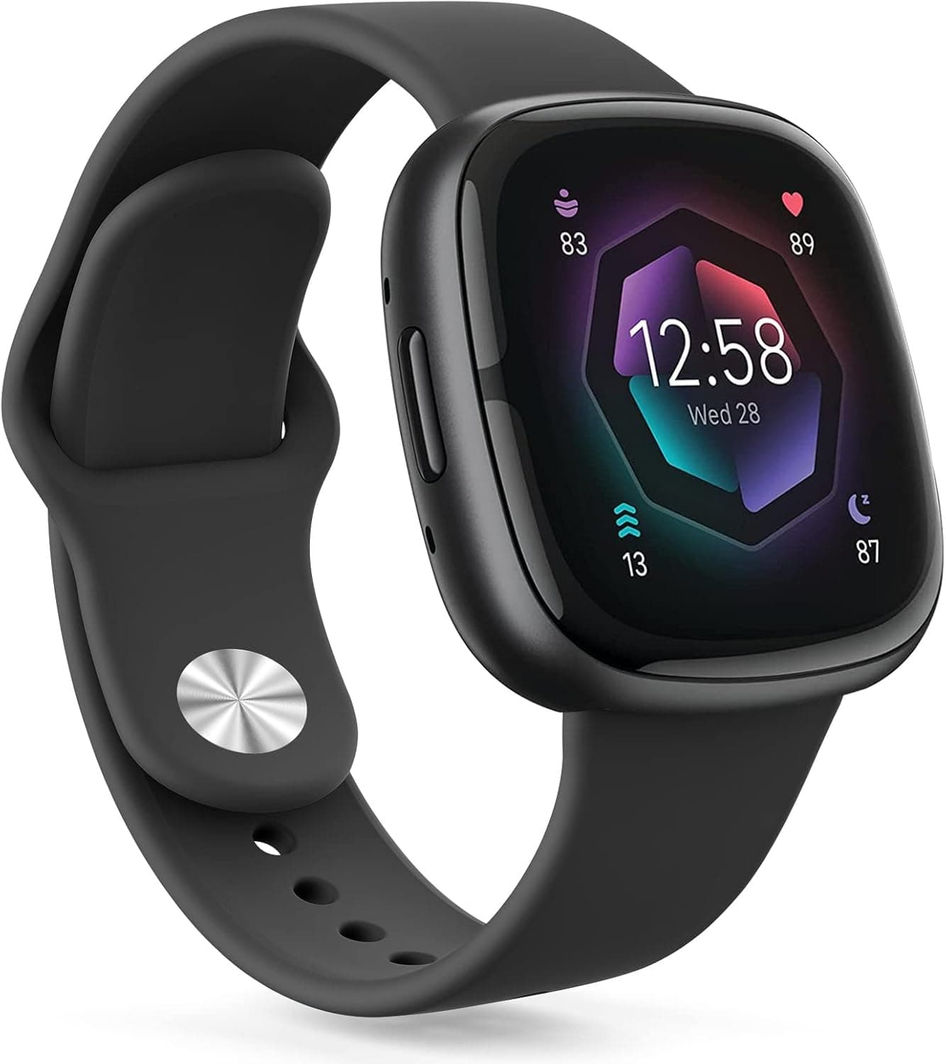 AK Silicone Bands Compatible with Fitbit Versa 4 Bands & Fitbit Sense 2 Bands for Women Men, Soft Straps Replacement Wristbands for Fitbit Versa 3 & Versa 4 / Sense & Sense 2 Smart Watch (Black)
