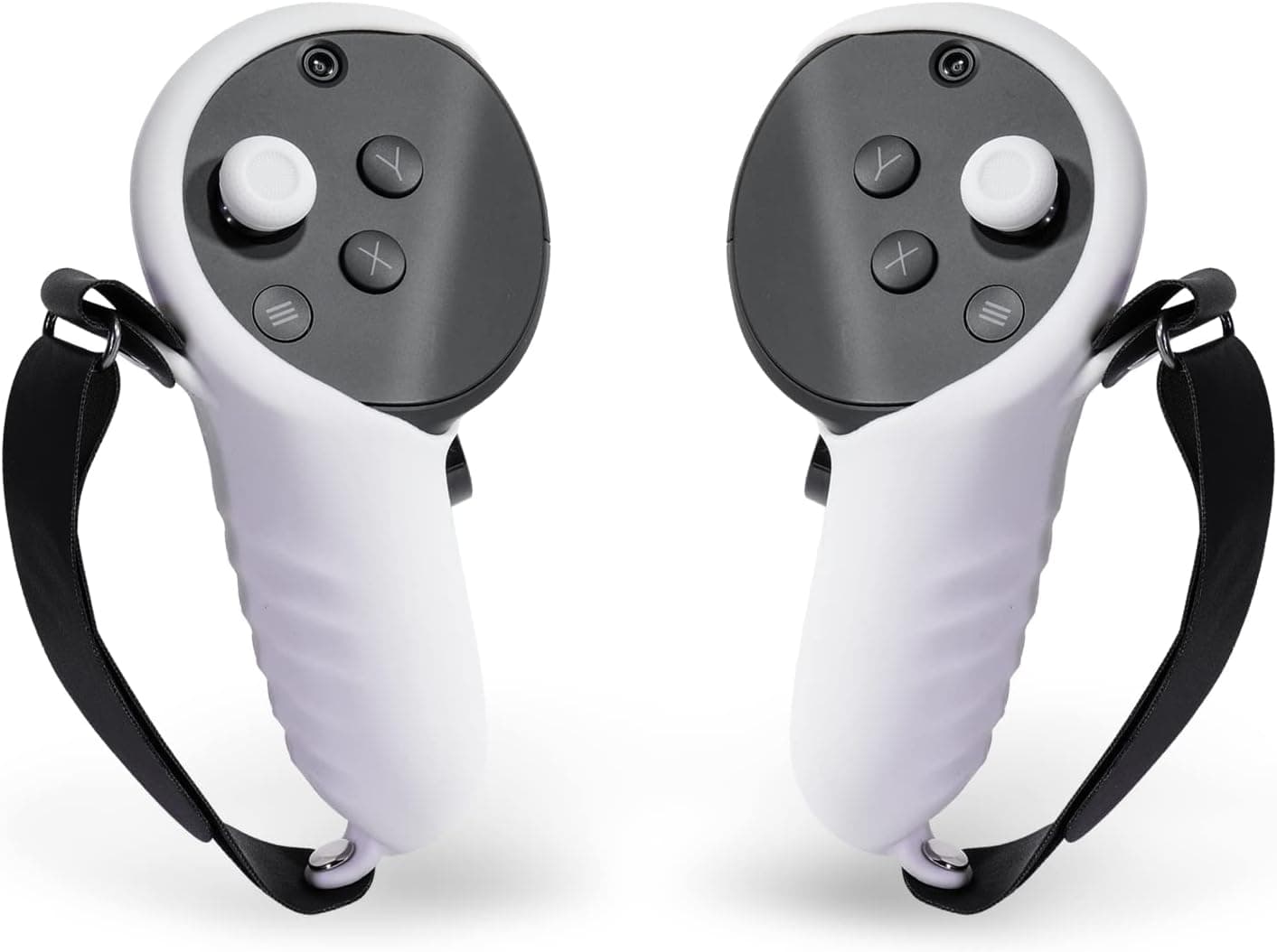 MOJOXR Touch Controller Grips Cover Compatible with Meta/Oculus Quest Pro Accessories, with Charging-Without-Removing Design and Adjustable Anti-Throw Wrist Knuckle Strap(2 Pack-White)