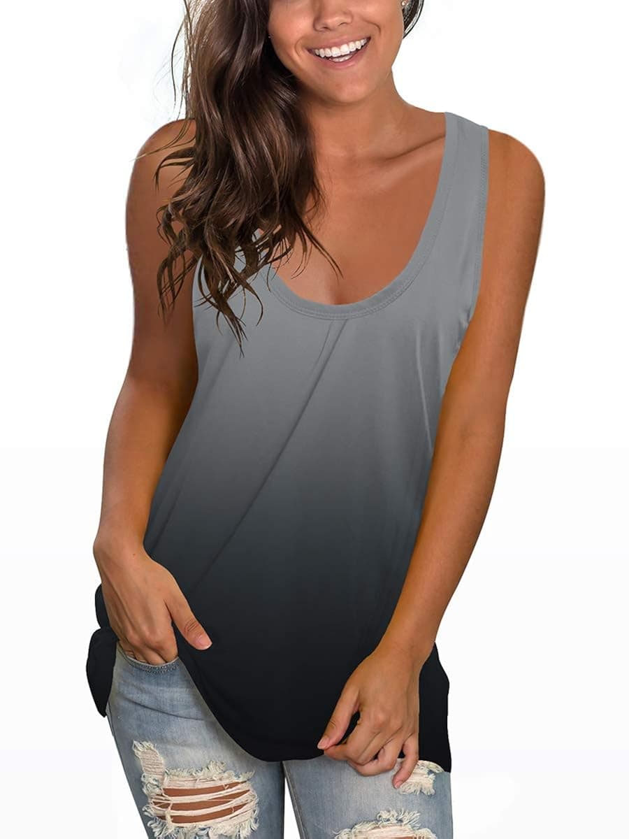 XIEERDUO Women's Basic U Neck Tank Tops Summer Sleeveless Shirts Casual Loose Fit