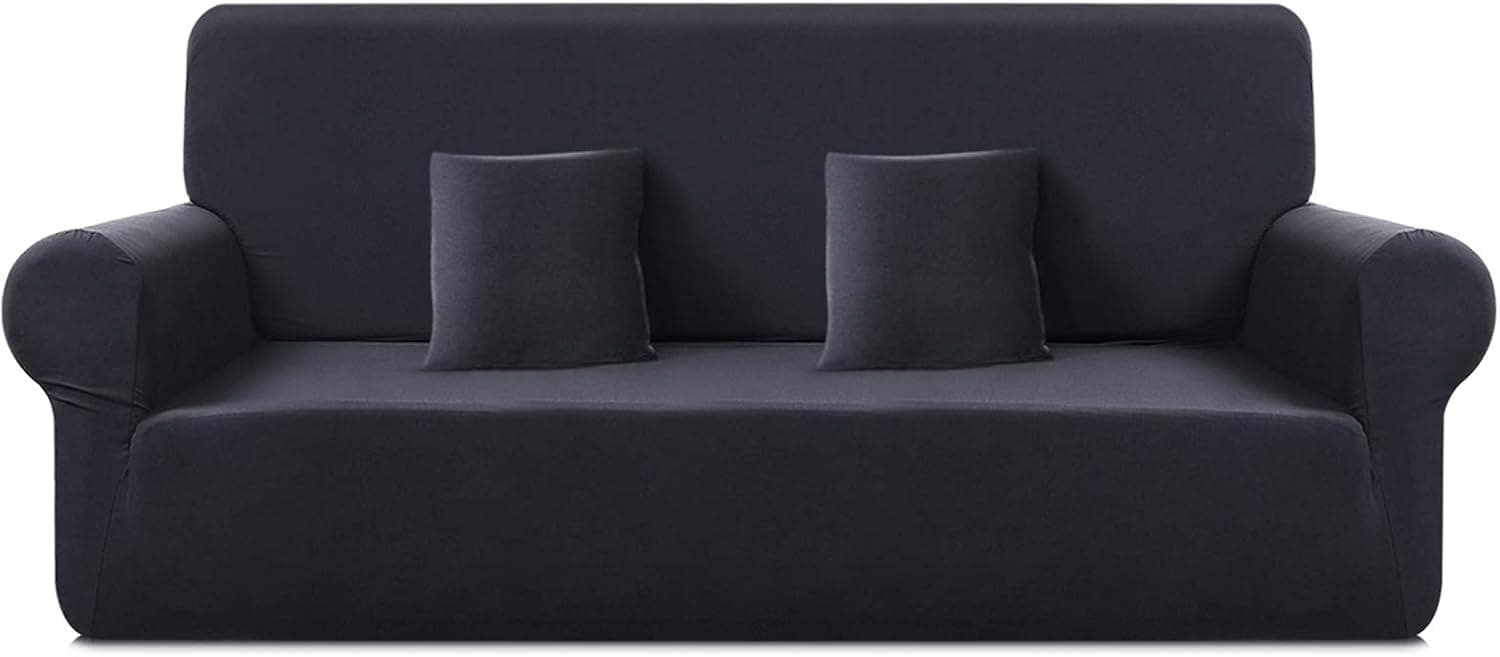 TAOCOCO Stretch Couch Cover Couch Covers for 3 Cushion Couch, One-Piece Furniture Couch Cover, Polyester-Spandex Fabric Sofa Slipcovers with 2pcs Pillowcases (Sofa 59" - 81", Lead Gray)