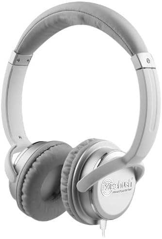 NoiseHush NX26-11853 3.5mm Stereo Headphones with Neodymium Magnet Drivers Medium for all Apple iPad/iPhone/MP3 Players and most Cell Phone Models White/Silver