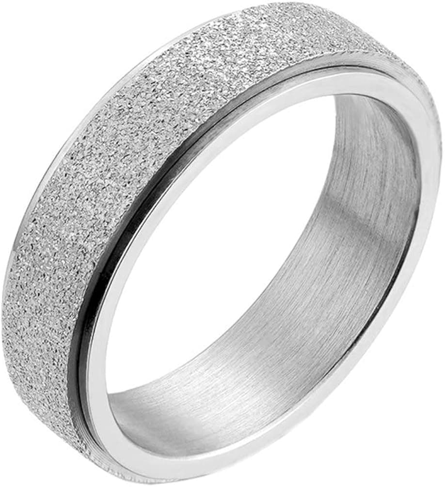 PAURO Women's & Men's 2mm/4mm/6mm/8mm Stainless Steel Multi Colors Sandblast Finish Lucky Worry Ring Band