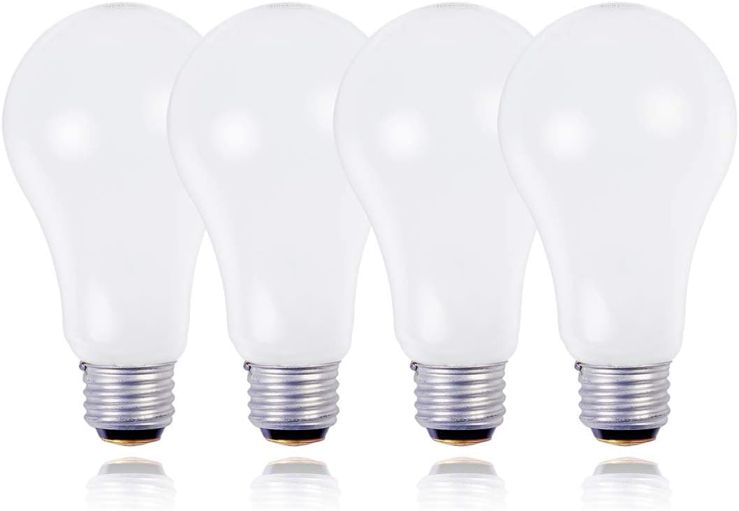 JSLINTER 3-Way 50 100 150 Incandescent Light Bulb, A21, Medium Screw Base E26, 4-Pack