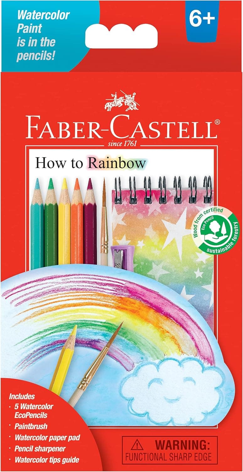 Faber-Castell How to Rainbow Watercolor Pencils Set - Kids Painting Kits, Art Kit for Kids 6-8+