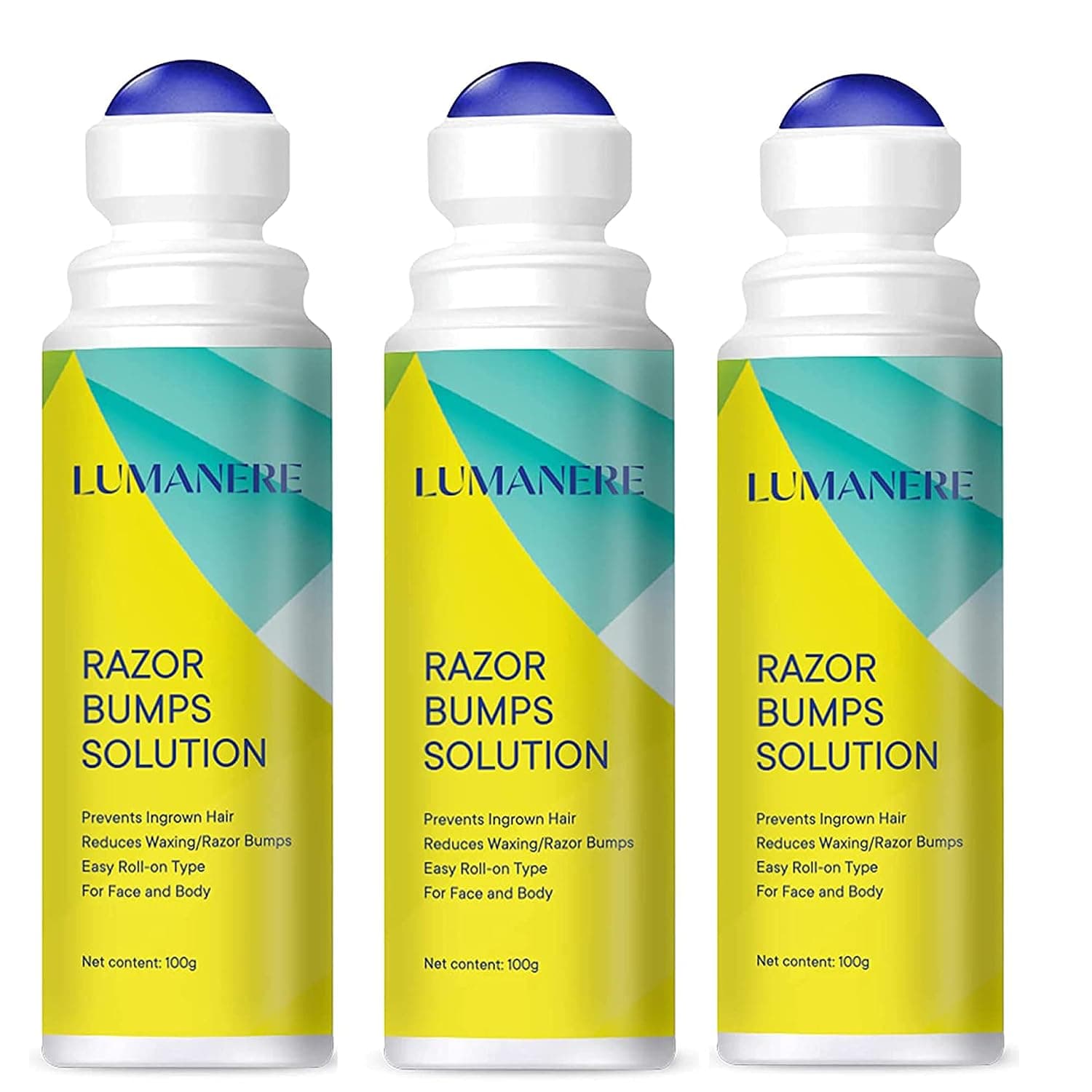 Lumanere Razor Bumps Solution ingrown hair treatment, Hair Inhibitor – After Shave Serum, Roll-on for Bikini Area, Legs and Underarm Area for Men and Women-100g