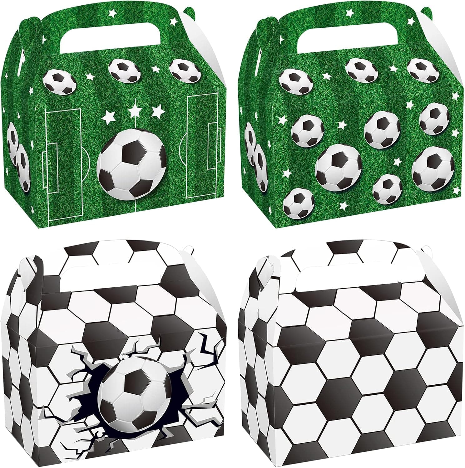 CIEOVO 24 Pack Soccer Ball Party Favor Treat Boxes, Soccer Sports Print Party Goodie Candy Treat Present Boxes Recycled Party Favor Boxes for Soccer Team Sports Birthday Party Favors Supplies