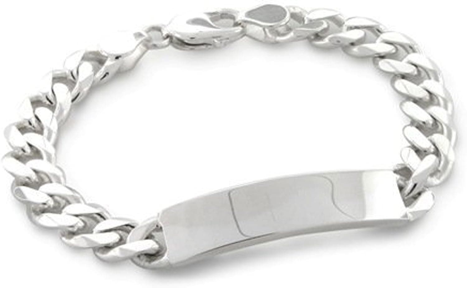 THE ICE EMPIRE JEWELRY, LLC 5mm (120 Gauge) Italian .925 Sterling Silver Curb Cuban Link Unisex ID Bar Bracelet (Engravable)