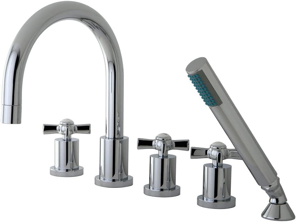 KINGSTON BRASS KS83215ZX Millennium Roman Tub Filler with Hand Shower, Polished Chrome, 5-Piece