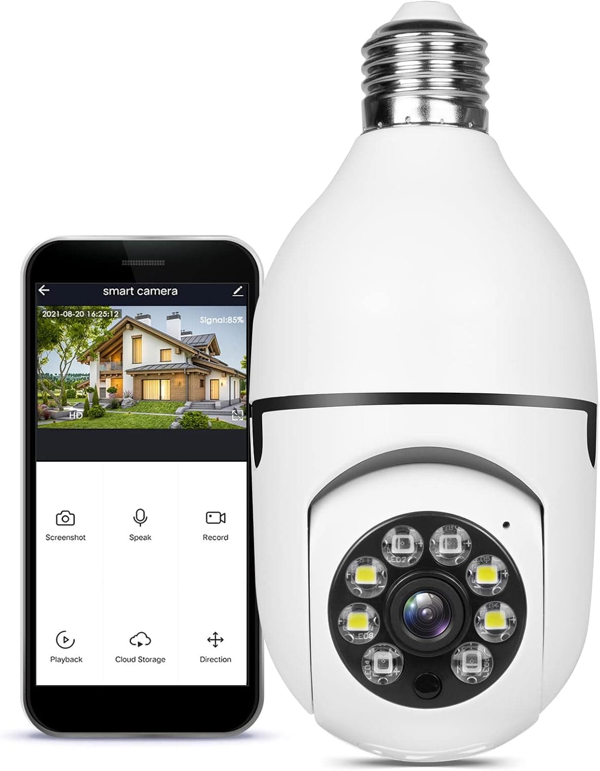 Light Bulb Security Camera,Home WiFi 360 Degree Pan/Tilt Panoramic IP Camera,Wireless Home Surveillance Cameras System with Human Motion Detection and Alarm,Two-Way Audio,Night Vision