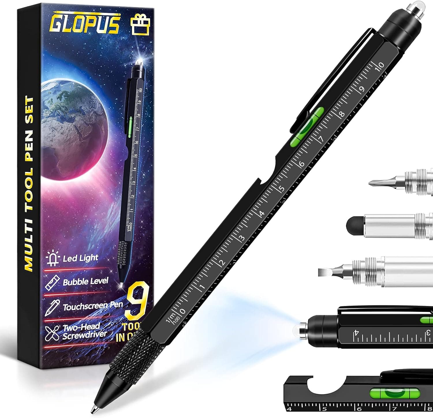 GLOPUS Dad Gifts for Him, 9 in 1 Multitool Pen, Father's Day Gifts from Daughter, Cool Gadgets for Men Gifts, Birthday Gifts for Dad, Husband, Grandpa, Unique Gifts for Men Who Want Nothing