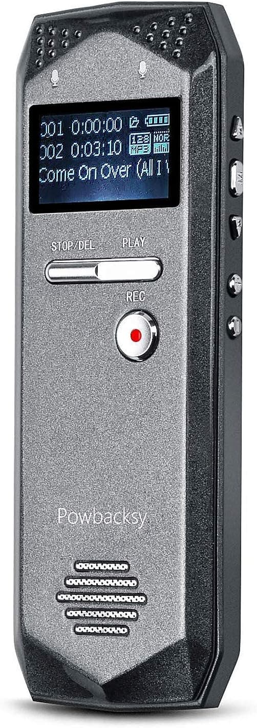 Powbacksy Digital Voice Recorder - 16GB Voice Recorder Voice Activated Recorder with Playback Tape Recorder USB Charge Voice Recorder for Lectures Meetings Recorder with MP3 Player