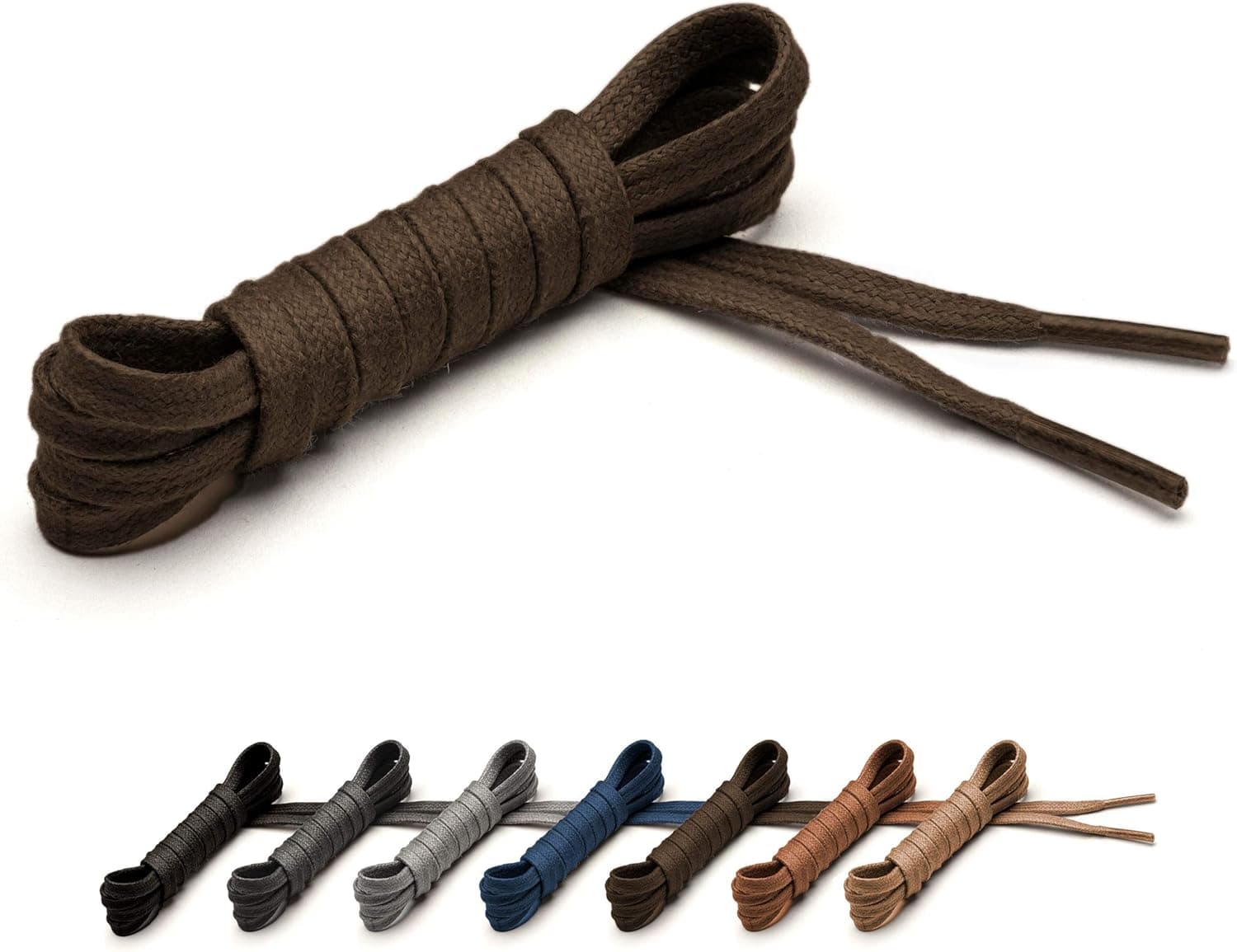 Benchmark Basics Dress Shoe Laces - 1/8" (3.5mm) Flat Waxed Cotton - Choice of Color & Length - 30”, 33” or 36”