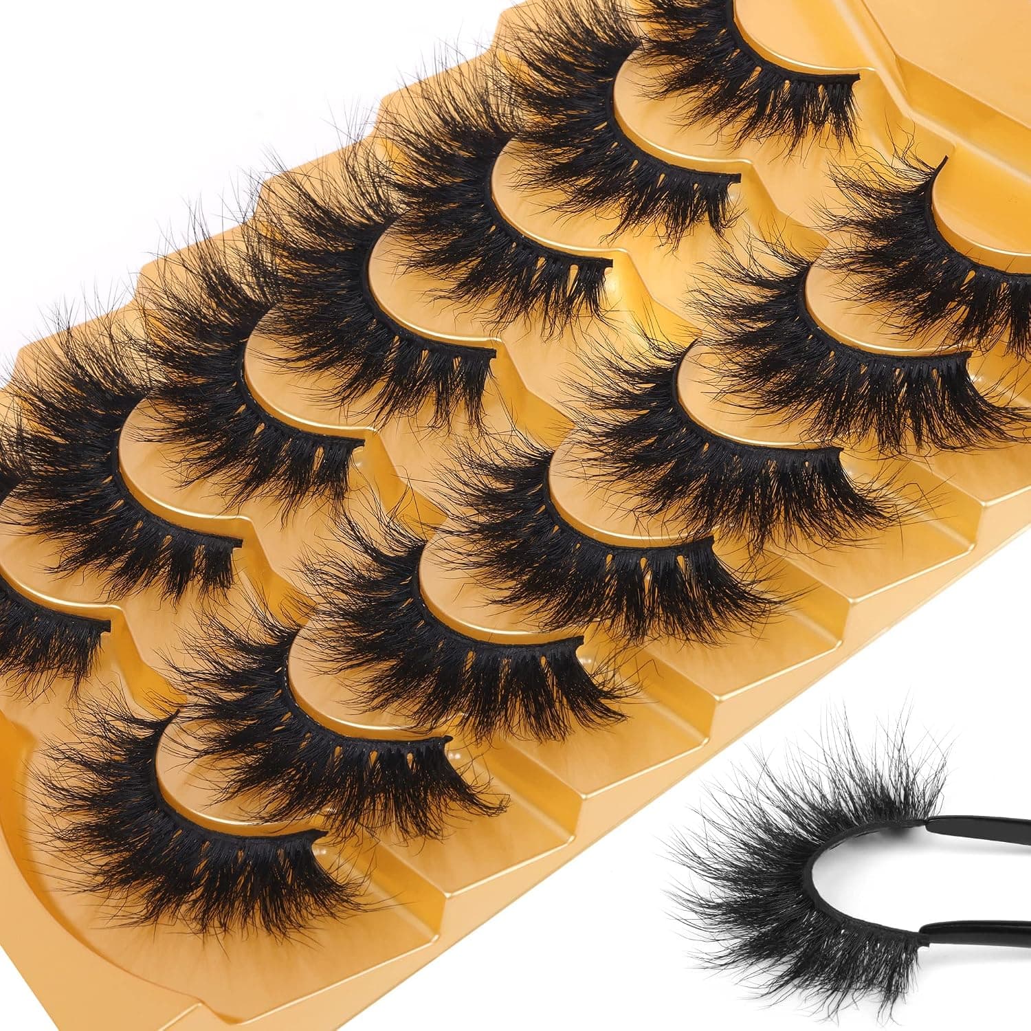 JIMIRE Mink Fluffy Lashes Cat Eye Volume Full False Eyelashes Dramatic Natural Look Soft Wispy Thick Bushy Soft 20MM Vegan Fake Lashes Look Like Eyelash Extensions 7 Pairs Pack