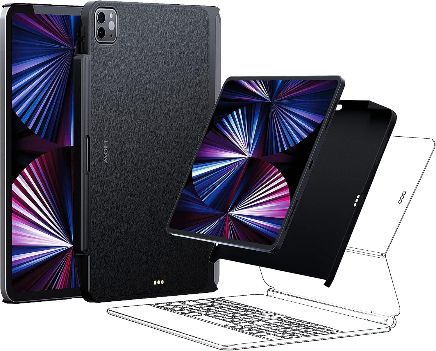 MOFT Snap Case for iPad Pro 12.9 Inch (6th 5th Generation) with Pencil Holder, Magic Keyboard Compatible and Magnetic-Friendly to Connect to Versatile Snap Stands