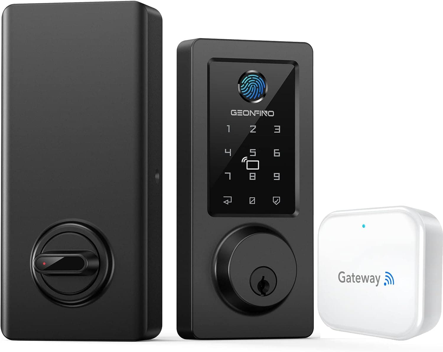 Wi-Fi Smart Door Lock - Fingerprint Keyless Entry Lock Remote Control Spare Keys Passcode IC Card Auto Lock with WiFi Gateway, Smart Deadbolt Easy Install Work with Alexa for Voice Control
