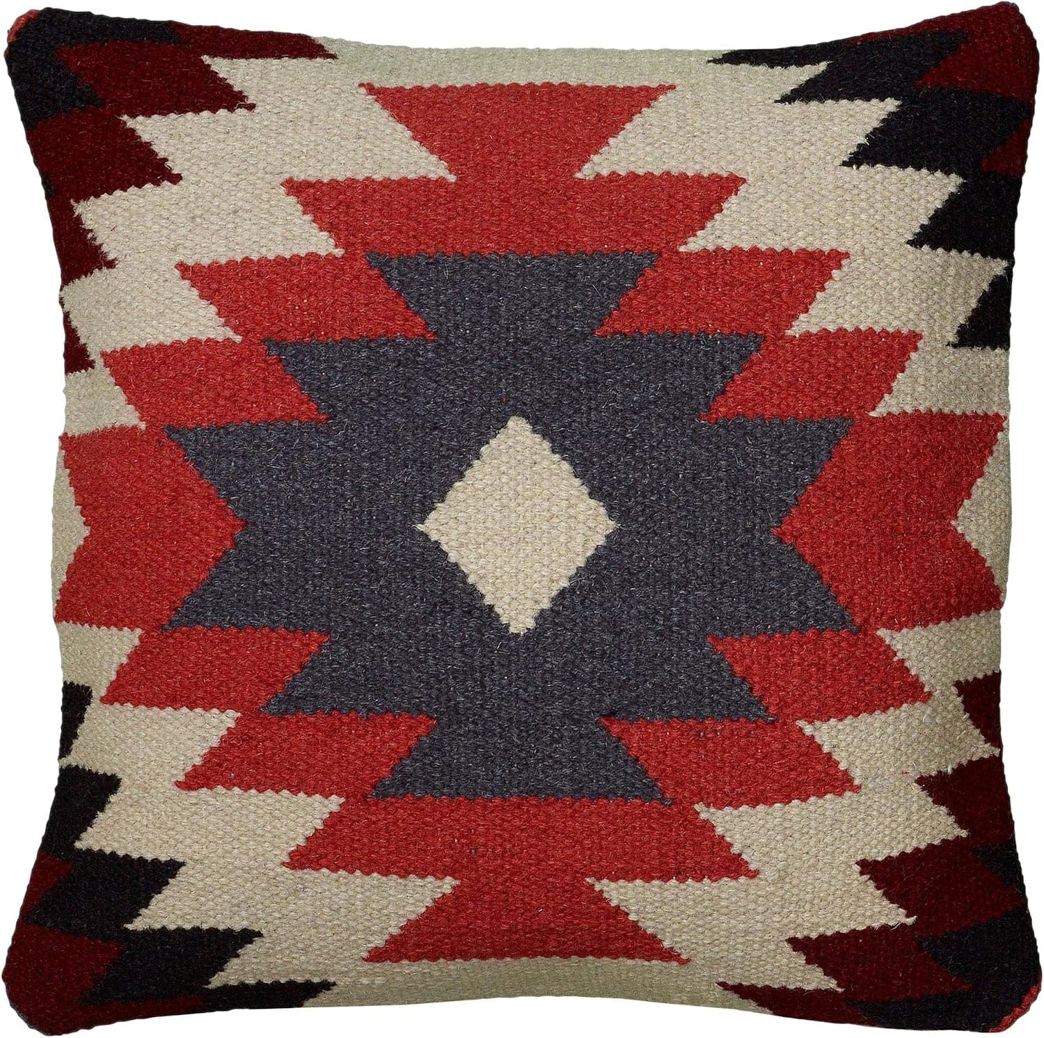 Rizzy Home T05811 Decorative Pillow, 18 x 18 in, Orange/Black/Blue