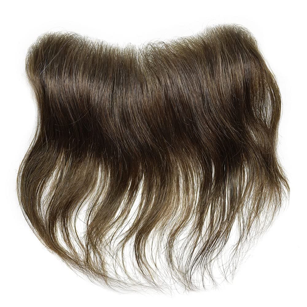 Mens Frontal Hairline Toupee Natural Pu Base Forehead Frontal Hairpiece For Men Toupee Patch European Virgin Human Hair Extension For Mens Hairline Non Surgical Hairline Replacement System For Men V-Looped Hairline Topper For Men (90% light density, #17 Dark Ash Blonde)