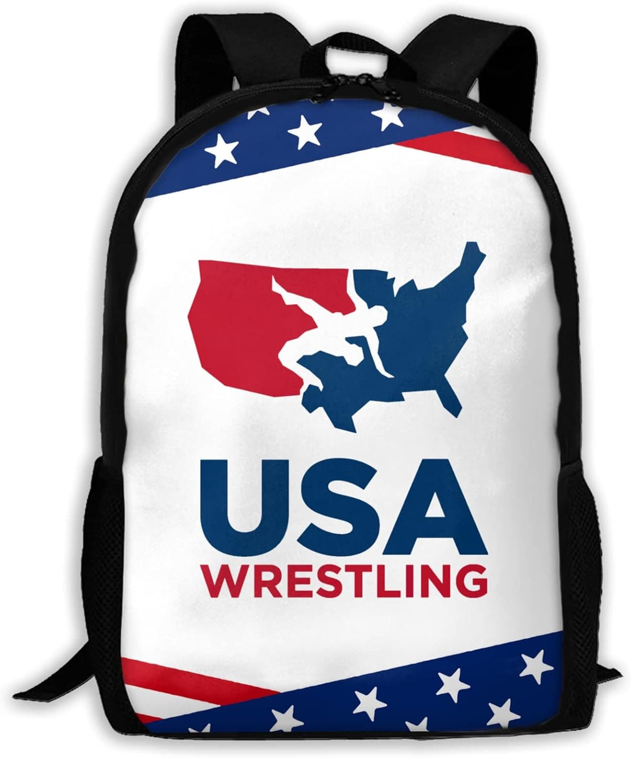Uananlnxi Usa Wrestling Backpack Durable Laptop Backpack Sports Daypacks Outdoor,Black,One Size