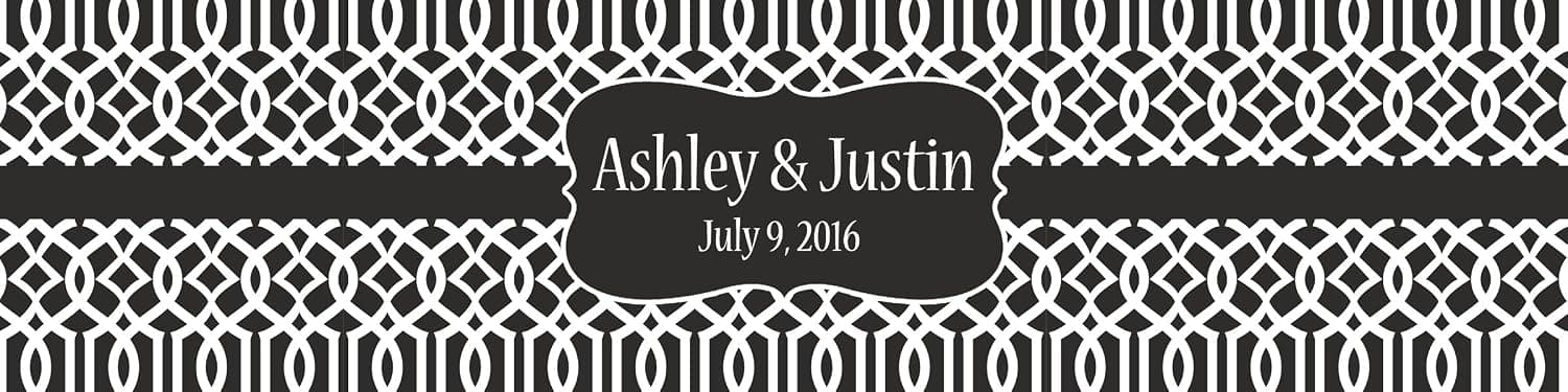 100 Black Trellis Moroccan Background Wedding Water Bottle Labels Engagement Party 8"x2"