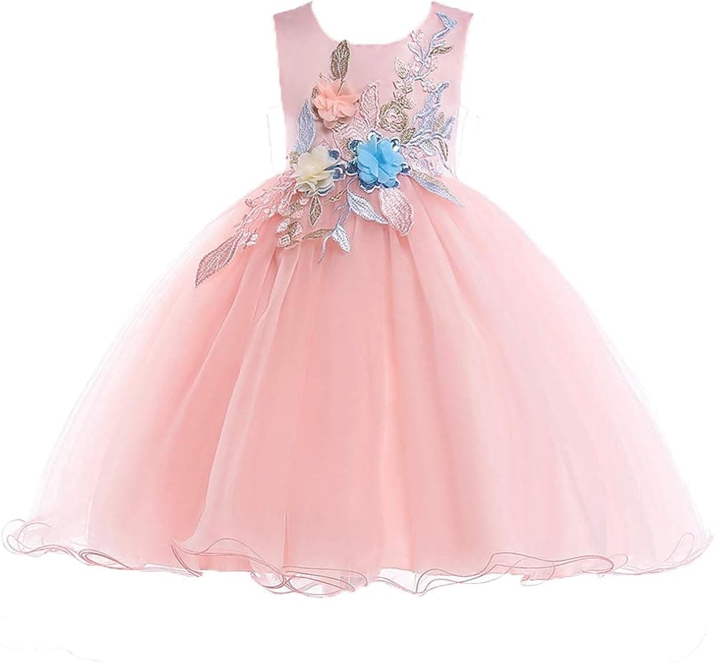 AIMJCHLD 2-10T Kids Flower Girl Dress Teen Girls Pageant Party Communion Dresses