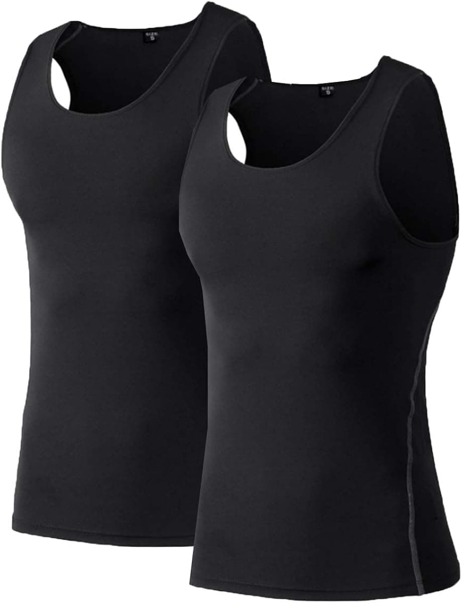 LANBAOSI Mens Compression Sleeveless Cool Dry Sports Under Baselayer Shirt Tank Tops