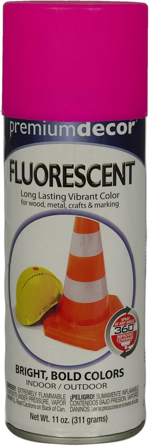 General Paint & Manufacturing PDFL-7 Premium Decor Fluorescent Spray Paint with 360-Degree Spray Tip, Electric Pink