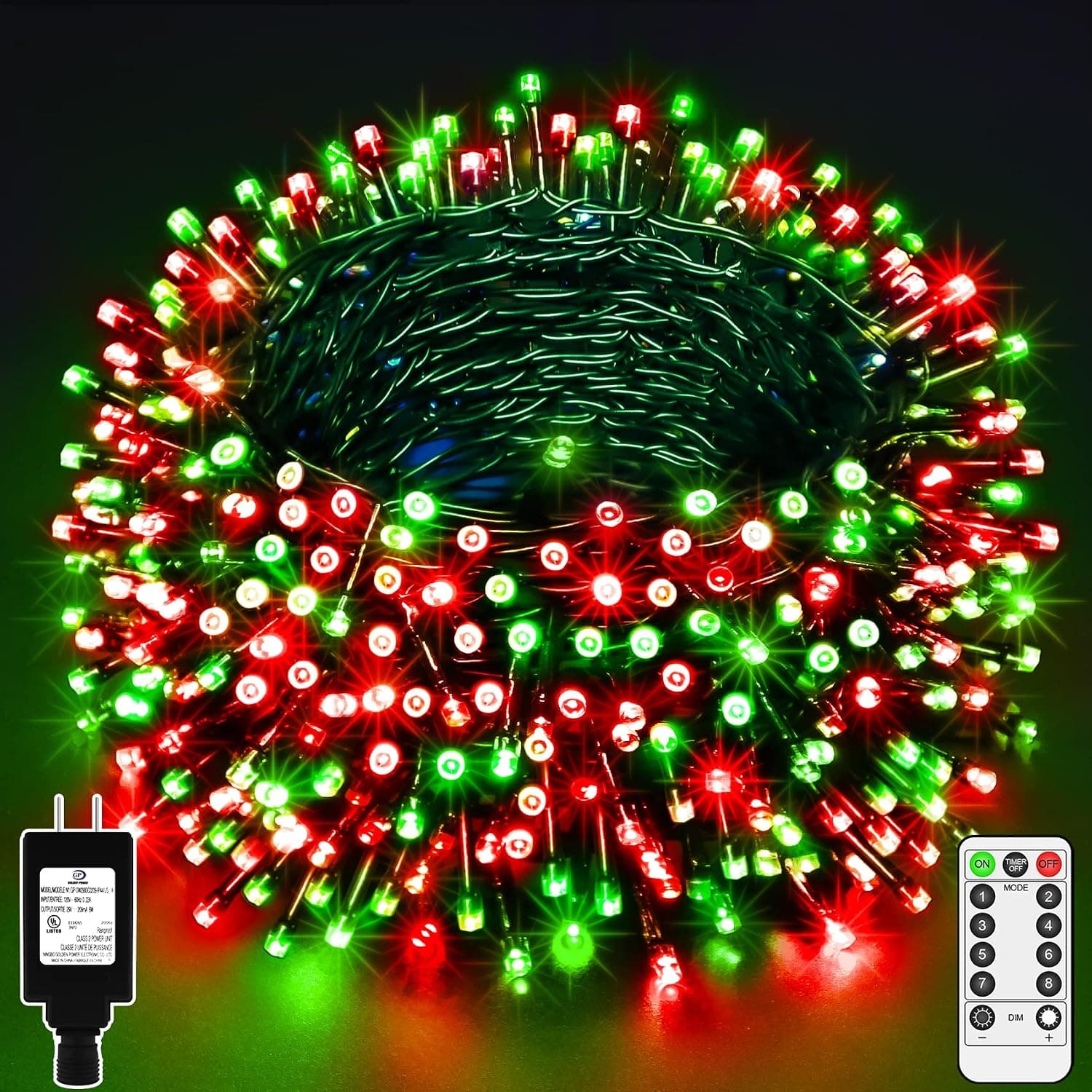 ROADAYLY Christmas Lights Outdoor 1000LED 394ft Super Long Ultra-Bright Christmas Lights 8 Modes & Timer Plug in Fairy LED String Lights for Xmas Tree Thanksgiving Wedding Holiday Party Decorations