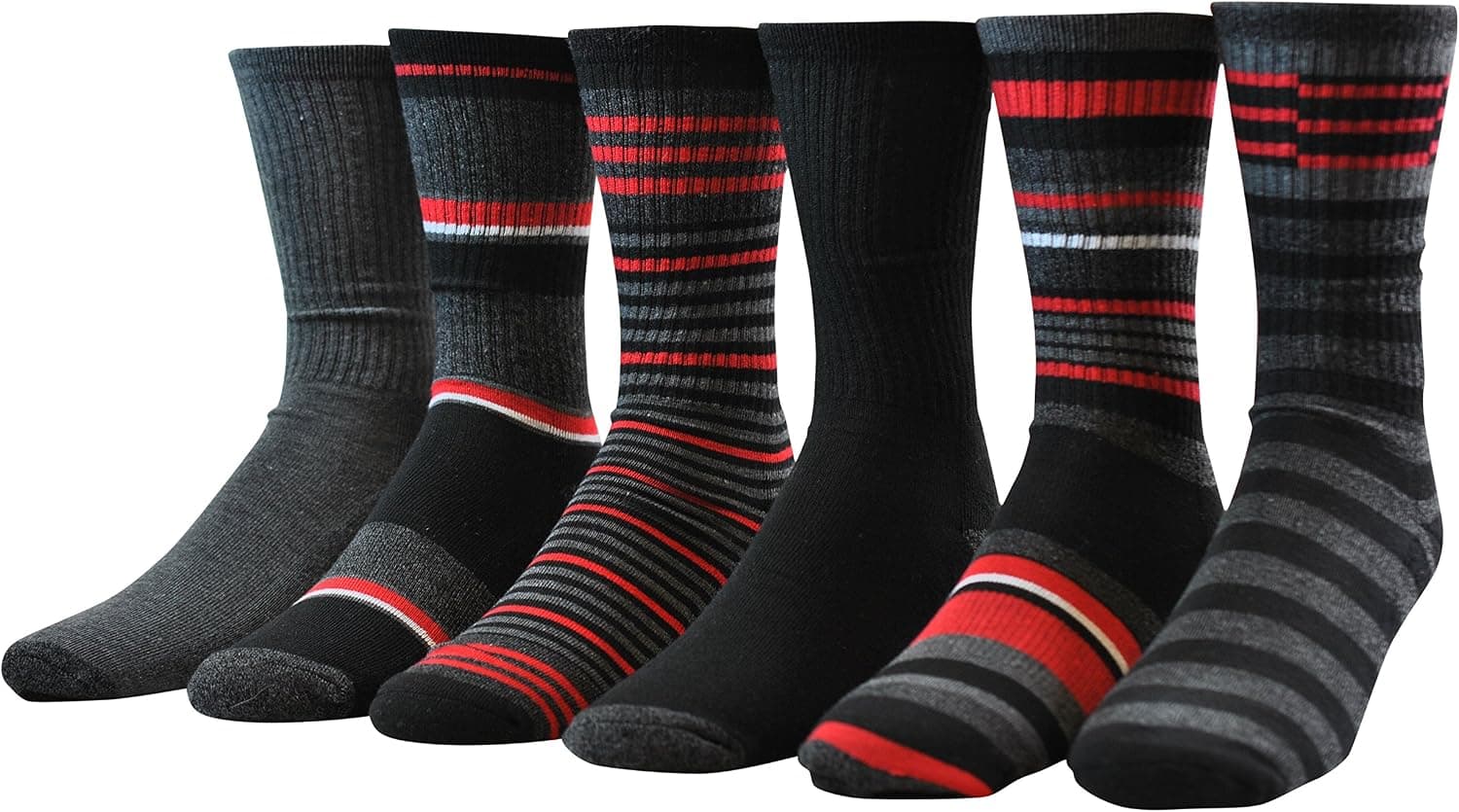 Khombu Men's Stripe Half Cushion Socks, 6 Pack