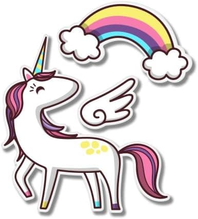 AK Wall Art Unicorn Cute Rainbow Set Vinyl Sticker - Car Phone Helmet - Select Size