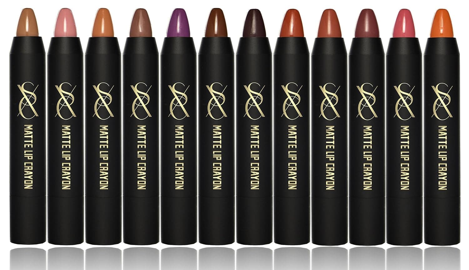 SXC Cosmetics Velvet Matte Lipstick Crayon, Paraben/Talc Free, 12 Timeless Color Collection